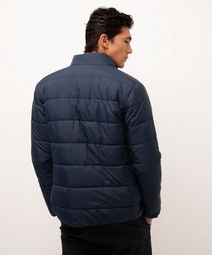 jaqueta puffer básica azul marinho