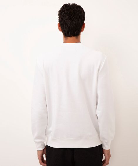 suéter de moletom gola careca branco