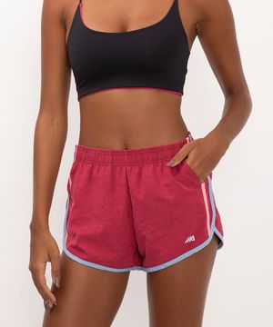 short runnig cintura média esportiva ace rosa