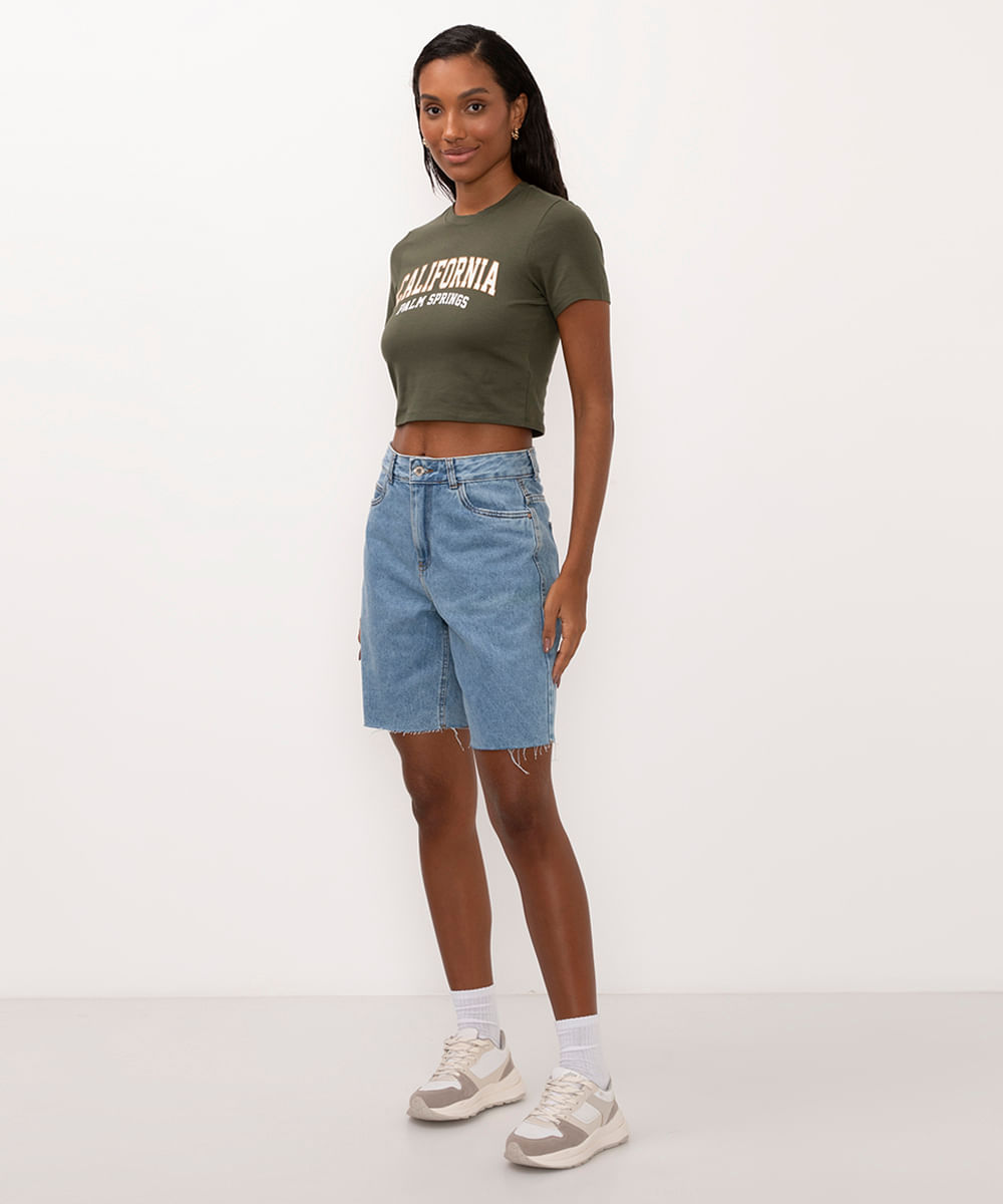 camiseta de algodão california verde militar