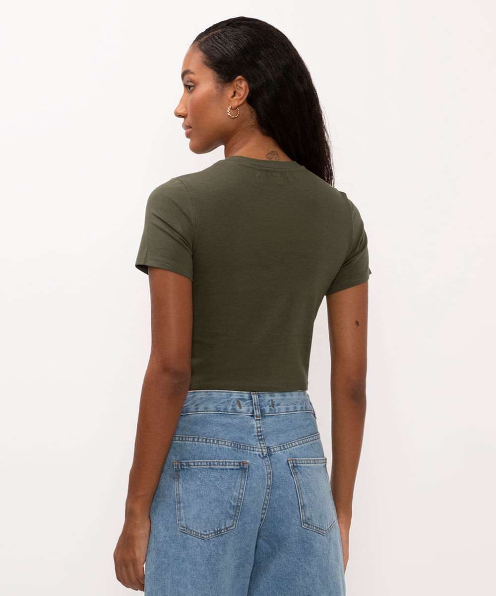 camiseta de algodão california verde militar