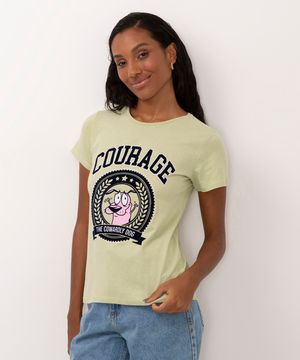 camiseta de algodão courage o cão covarde verde