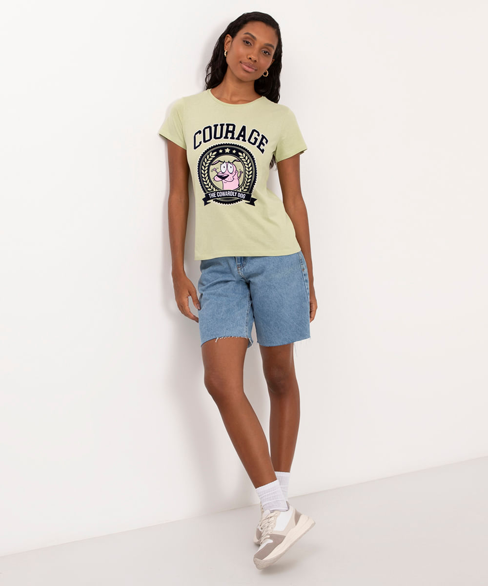 camiseta de algodão courage o cão covarde verde