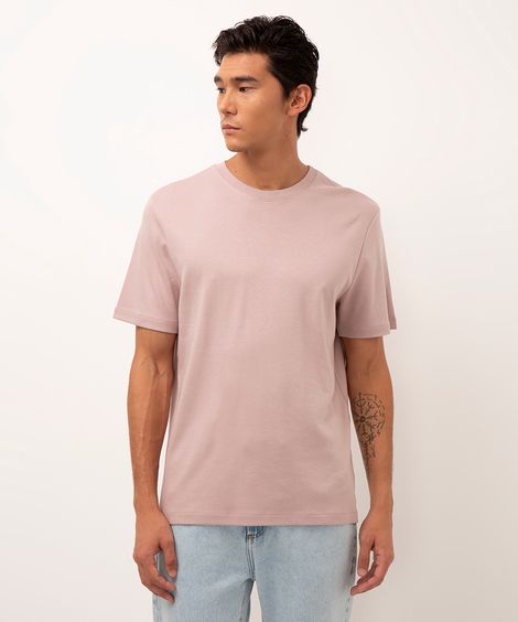 camiseta de algodão peruano bold manga curta rosa