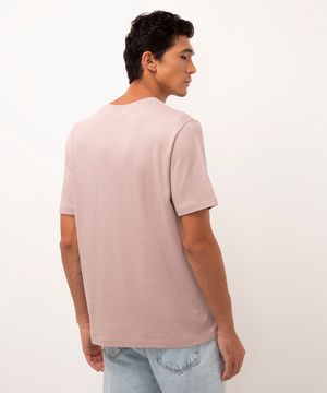 camiseta básica de algodão peruano manga curta - ROSA CLARO