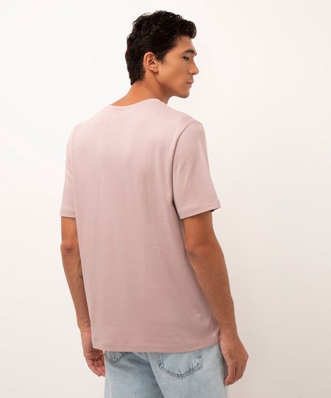 camiseta de algodão peruano bold manga curta rosa