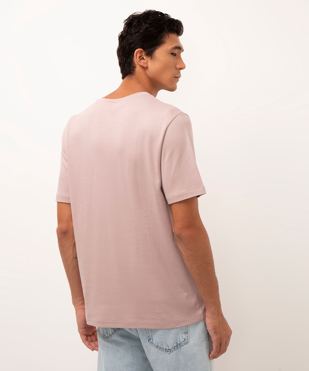 camiseta de algodão peruano bold manga curta rosa
