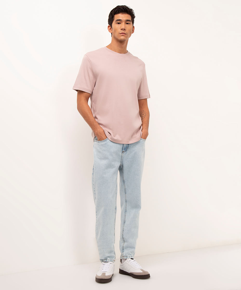camiseta de algodão peruano bold manga curta rosa