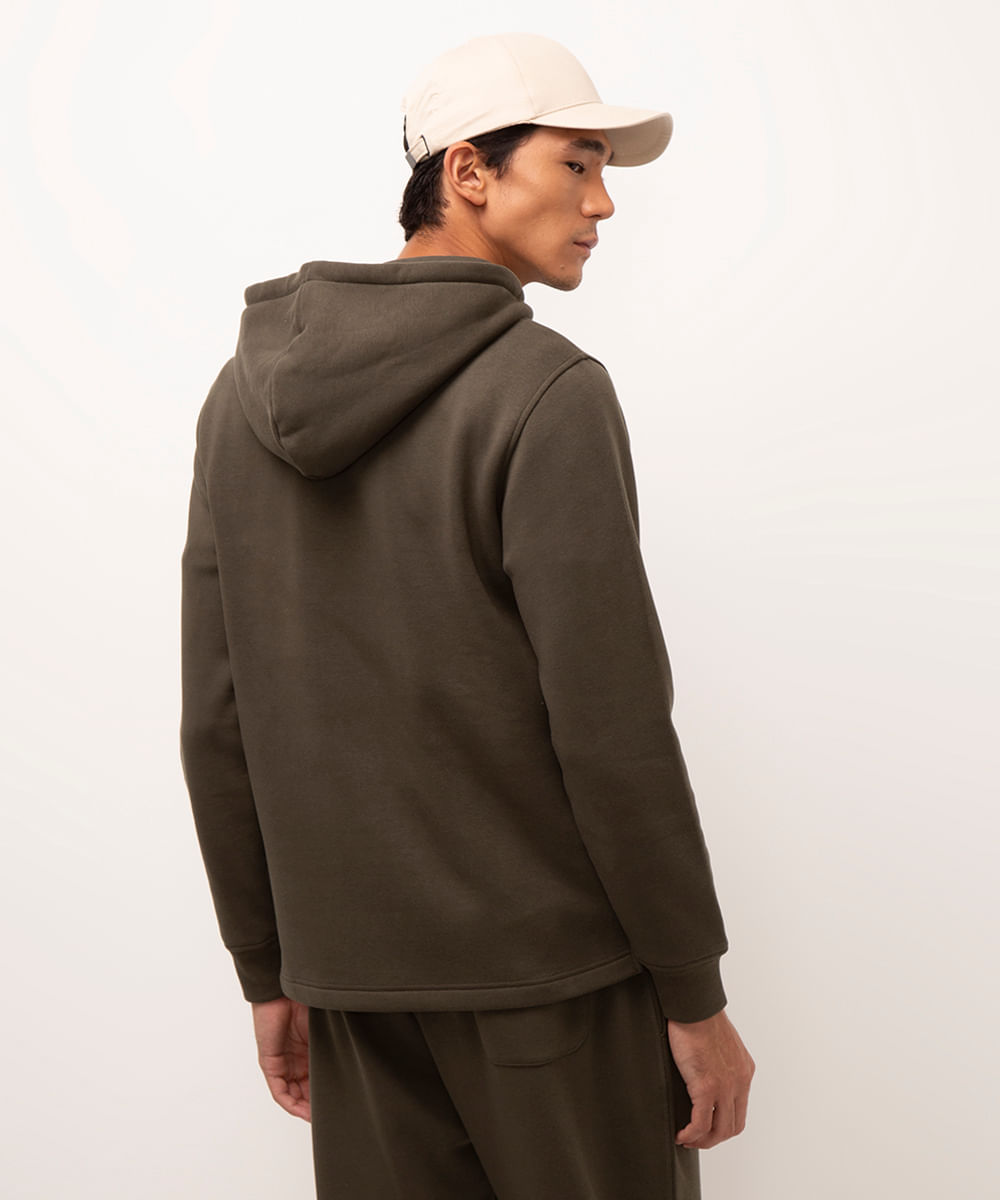 blusão de moletom com capuz verde militar
