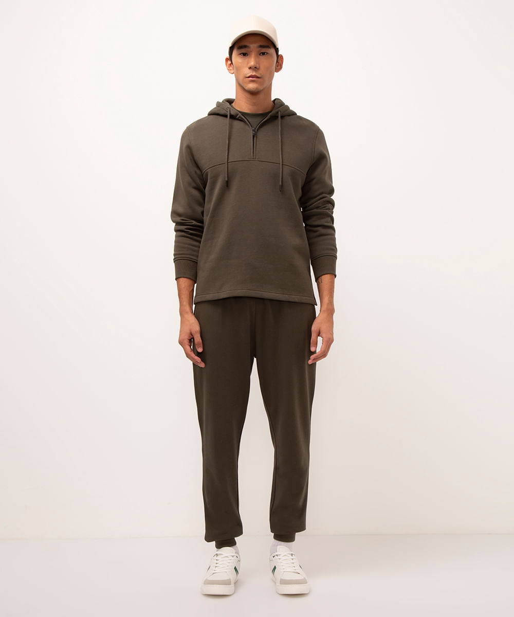 blusão de moletom com capuz verde militar