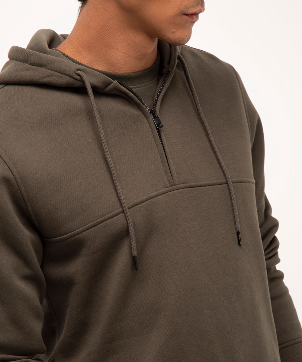 blusão de moletom com capuz verde militar