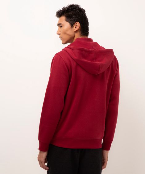 blusão de moletom com capuz vinho