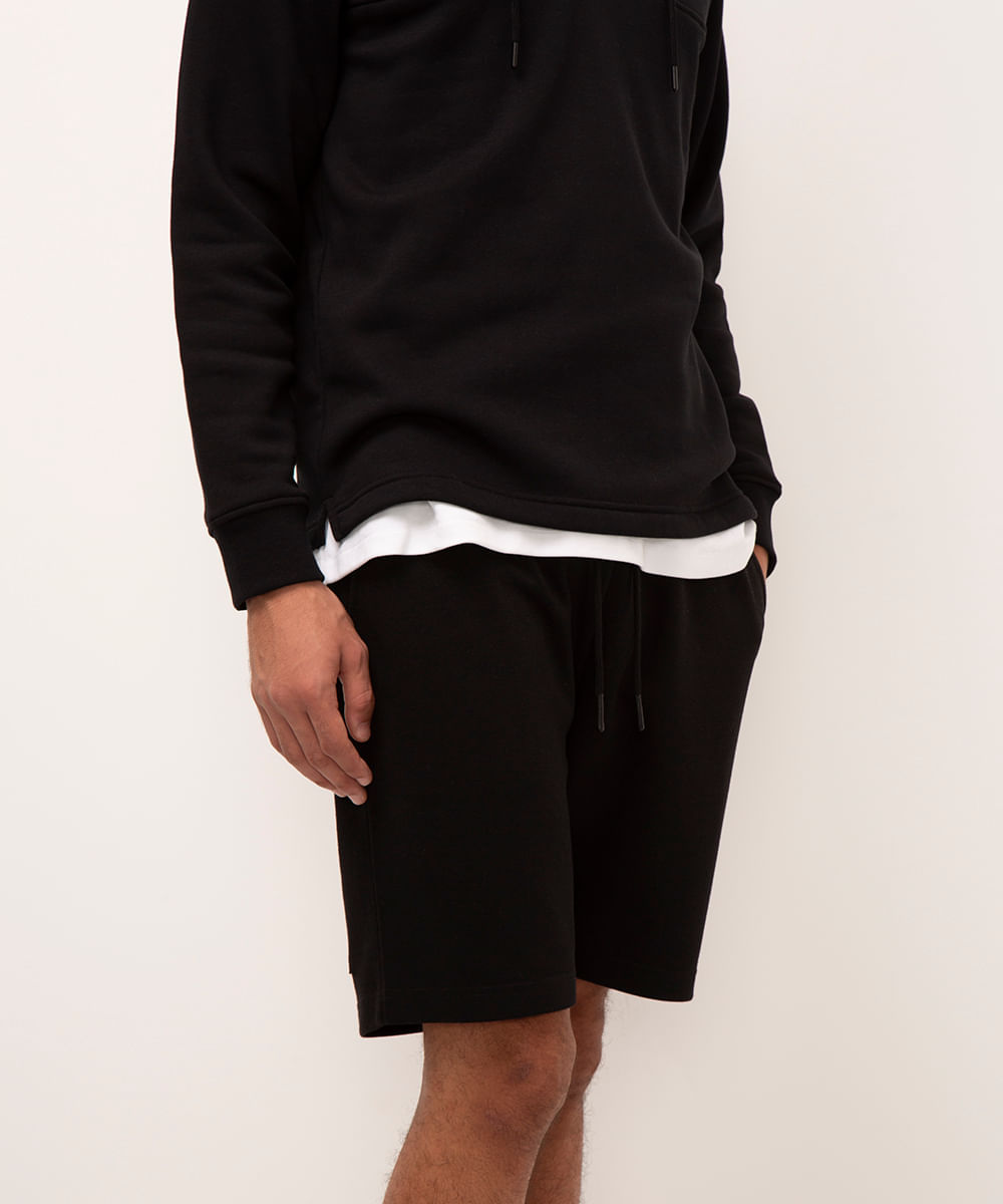bermuda básica relaxed - preto