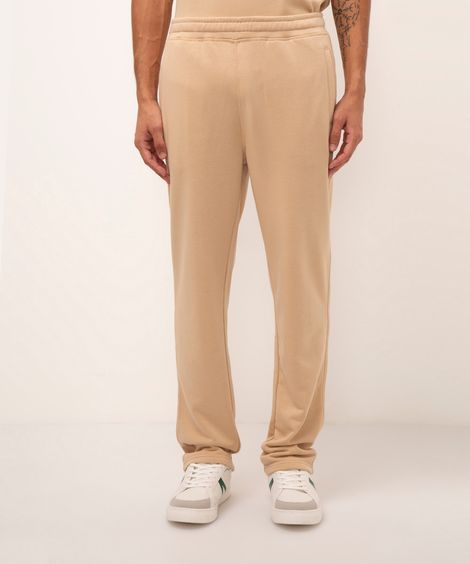 calça reta de moletom bege