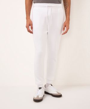 calça jogger de moletom branco