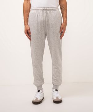 calça jogger de moletom básica com bolsos cinza claro