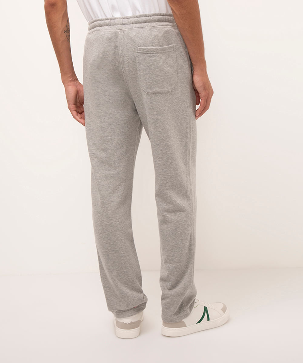 calça reta de moletom cinza mescla