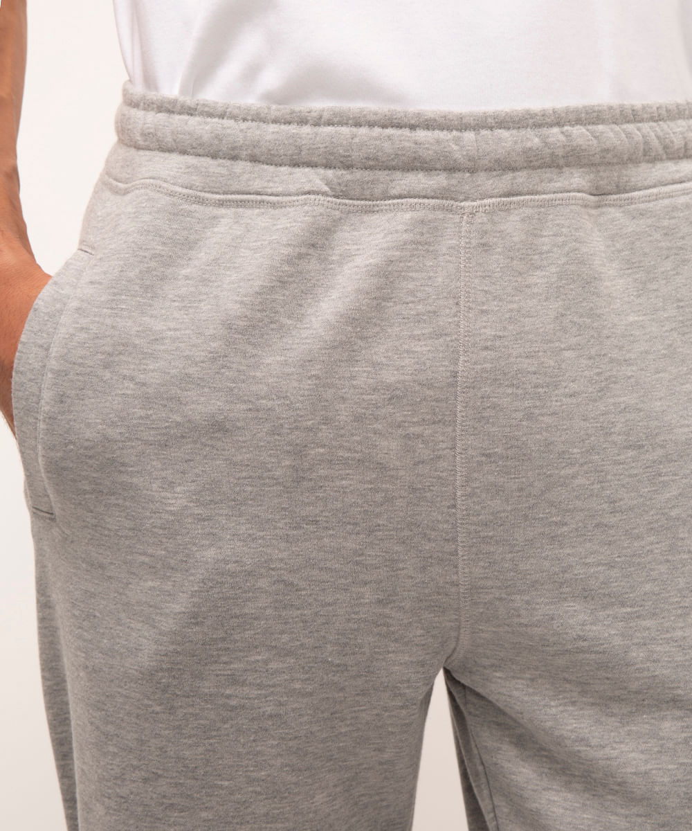calça reta de moletom cinza mescla