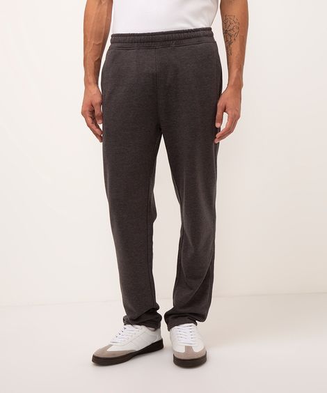 calça reta de moletom cinza escuro