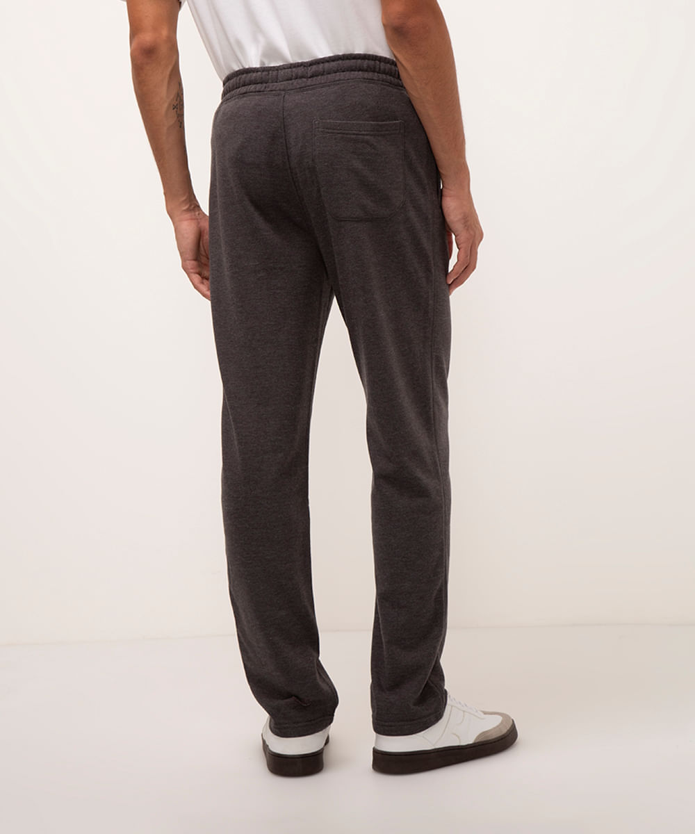 calça reta de moletom cinza escuro