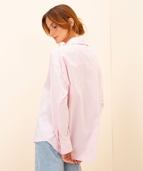 camisa listrada manga longa mindset rosa