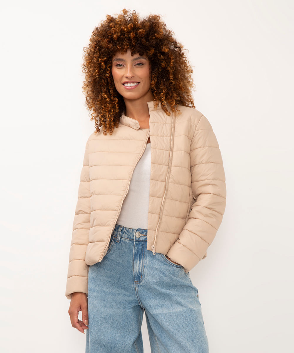 jaqueta puffer bege