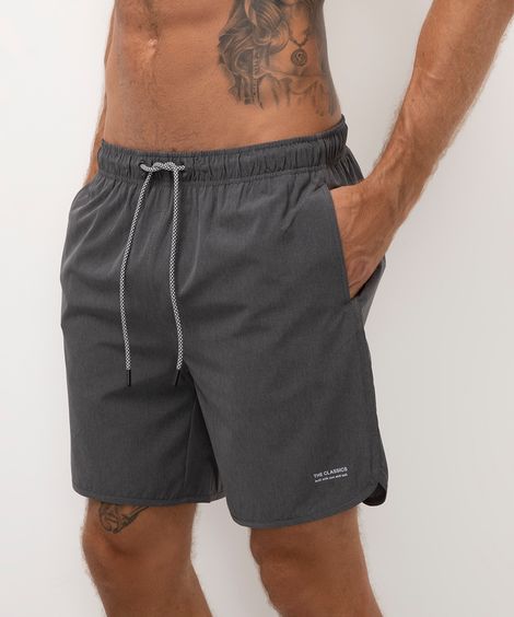short praia com bolsos cinza