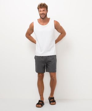 short praia com bolsos cinza