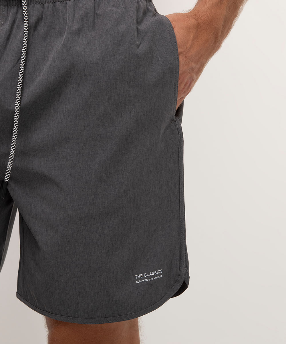 short praia com bolsos cinza