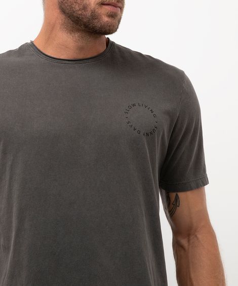camiseta de algodão slow living chumbo