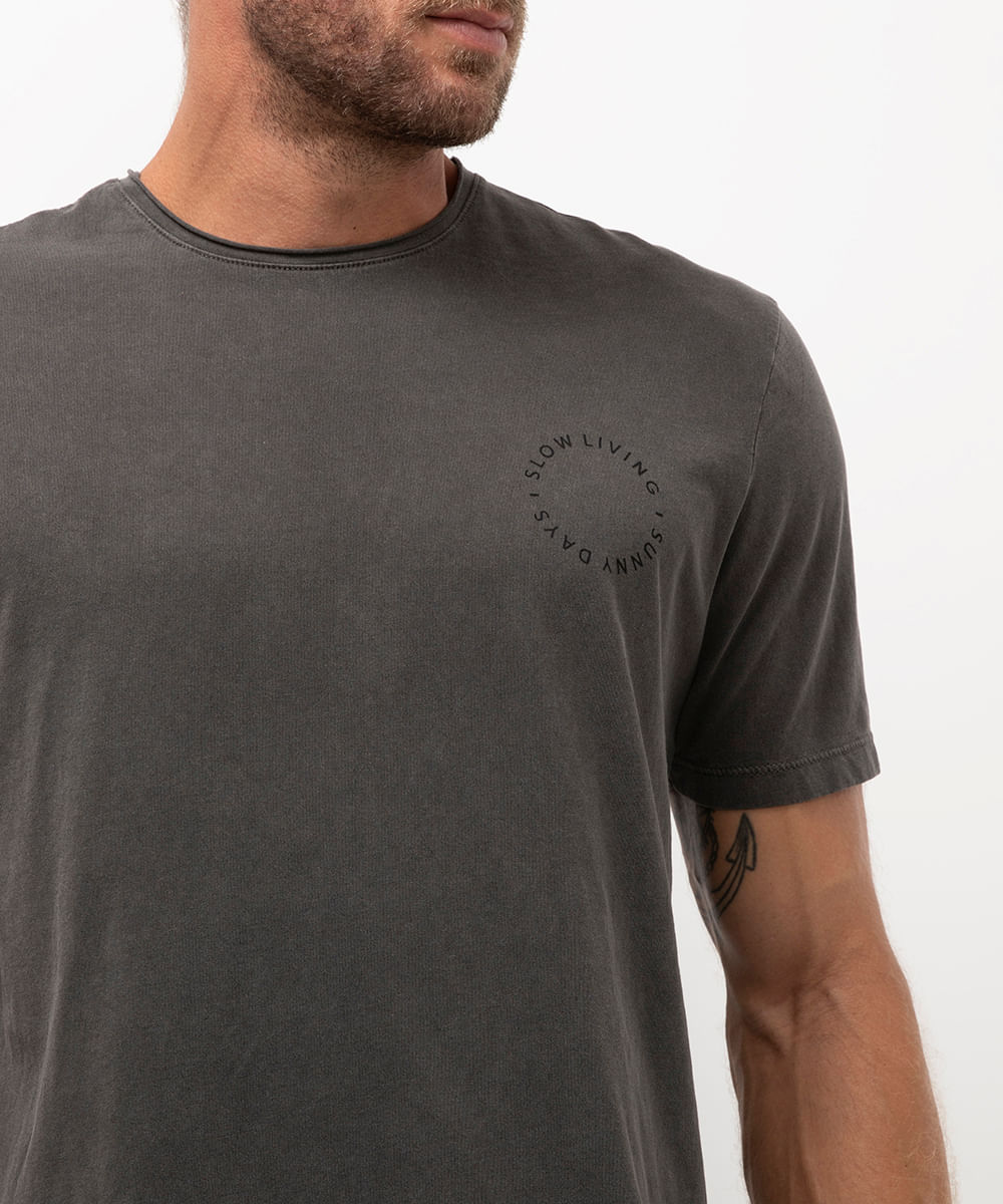 camiseta de algodão slow living chumbo