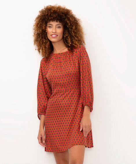 vestido curto de viscose geométrico roxo