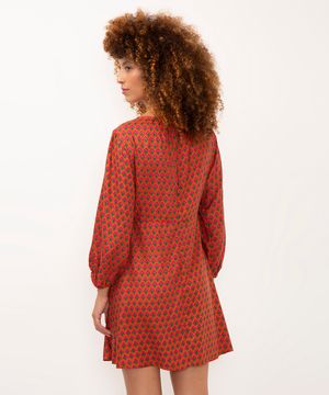 vestido curto de viscose geométrico roxo