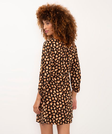 vestido de viscose animal print oncinha preto