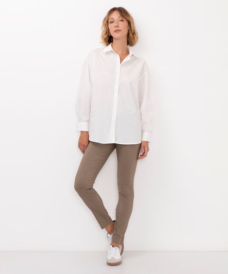 calça legging jacquard cintura alta bege