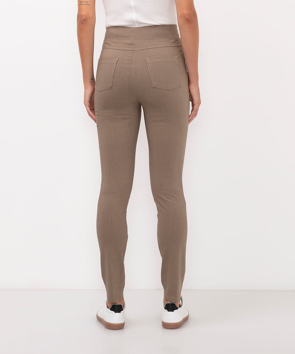 calça legging jacquard cintura alta bege