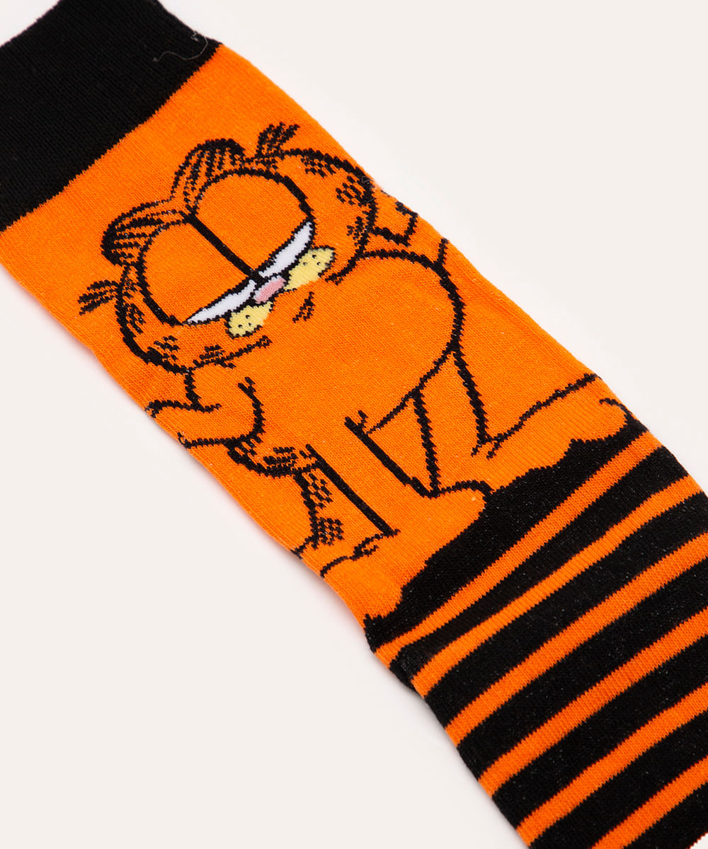 meia cano longo garfield laranja