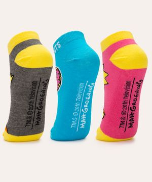kit 3 pares de meias os simpsons colorido