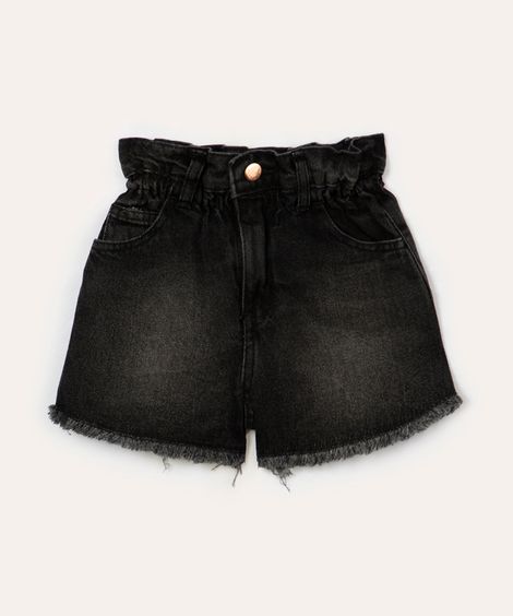 short infantil clochard jeans preto
