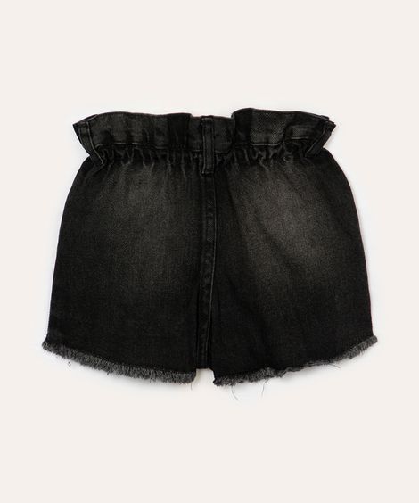 short infantil clochard jeans preto
