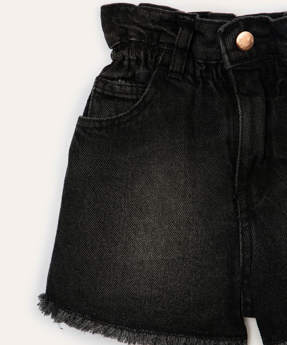 short infantil clochard jeans preto