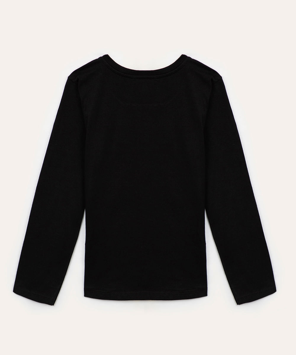 camiseta infantil manga longa ohana stitch preto