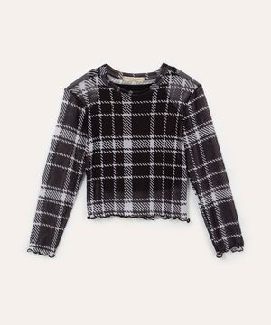 blusa infantil de tule xadrez preto