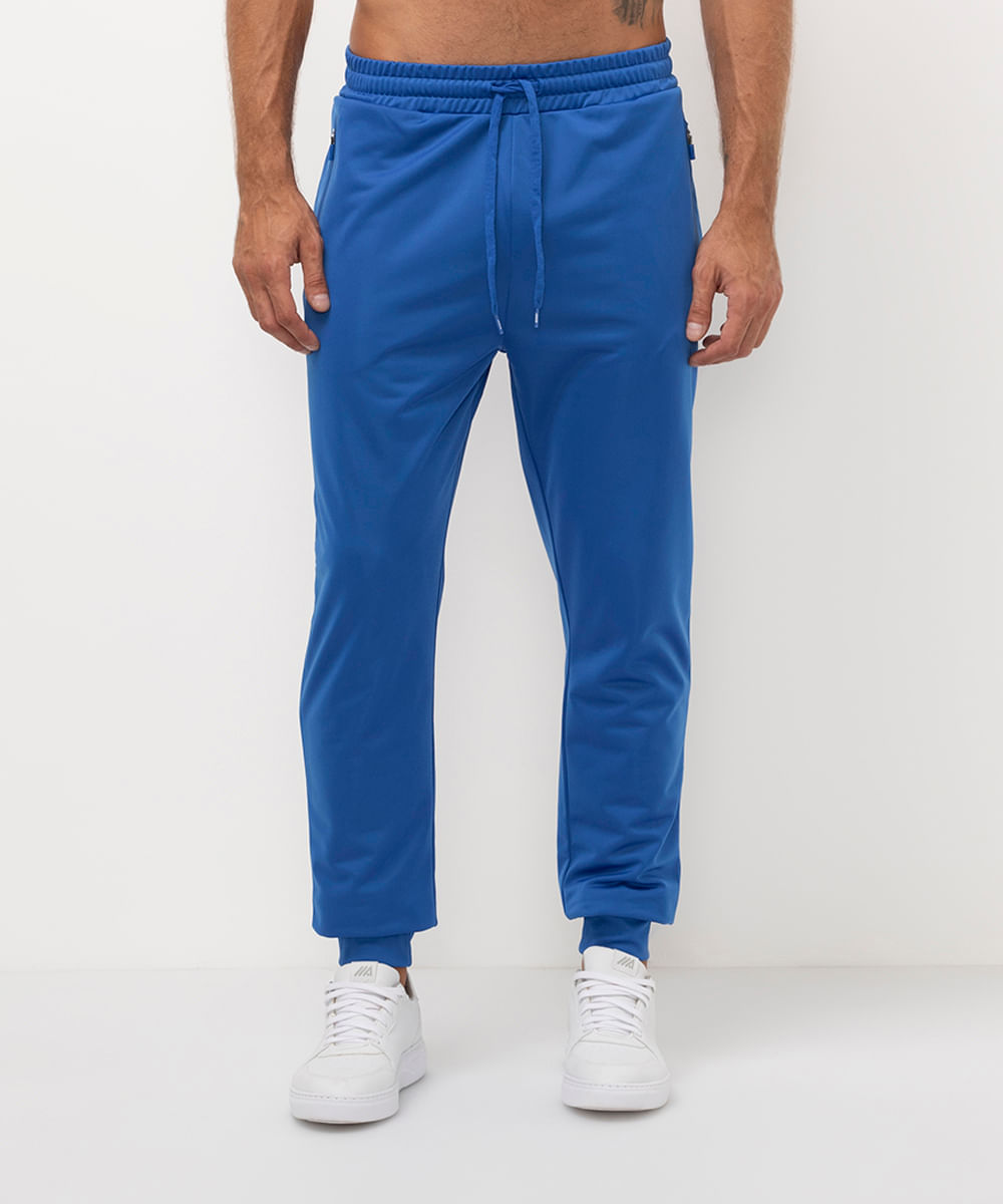 calça jogger esportiva com bolsos azul