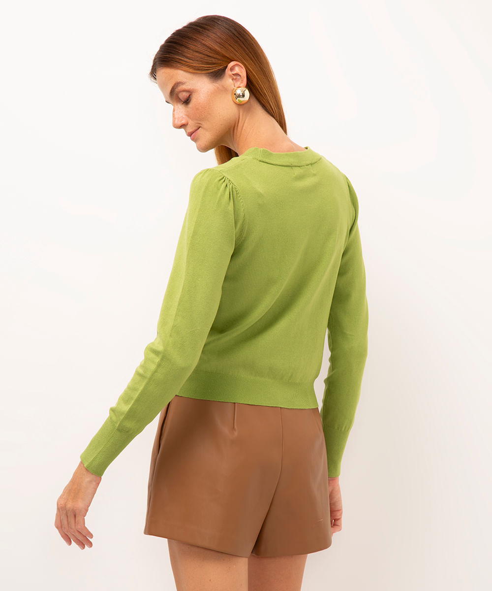 suéter em tricot listrado verde claro