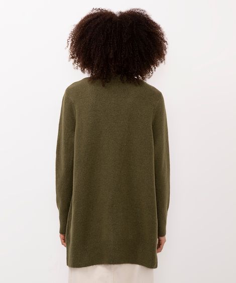 cardigan alongado de tricot verde