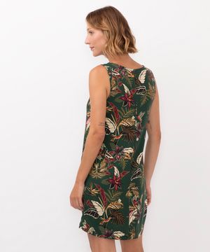 vestido curto de viscose floral verde