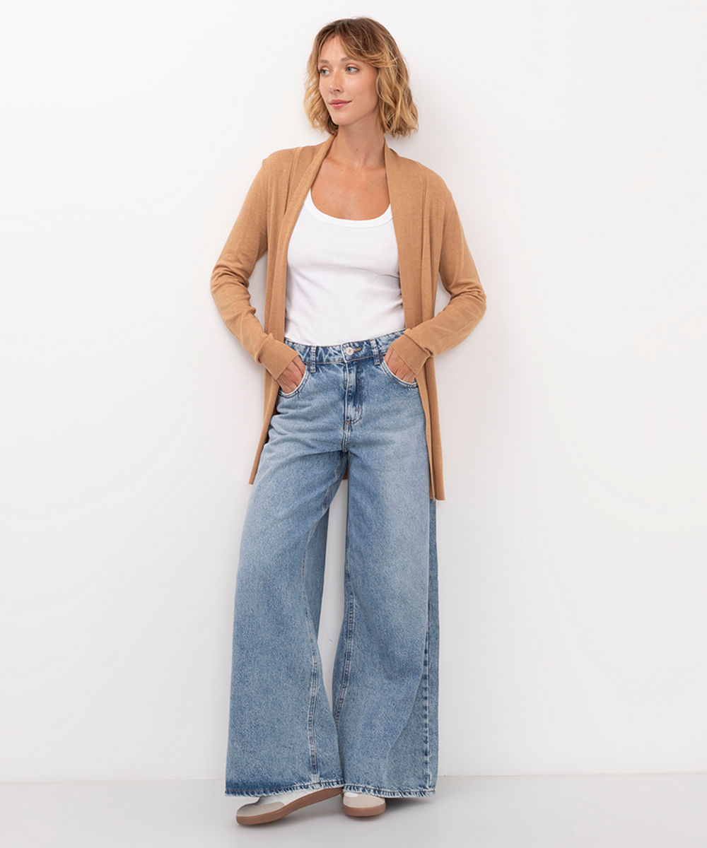 cardigan de tricô detalhe canelado bordô - bege claro