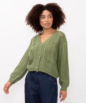 cardigan de tricot verde