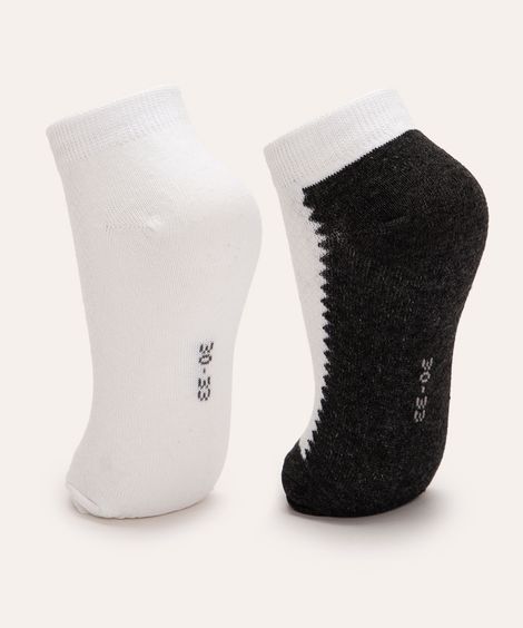 kit de 2 pares de meias cano baixo infantis chumbo